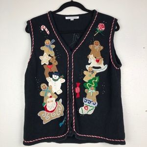 2/$30 Christmas vest Gingerbread toys button down
